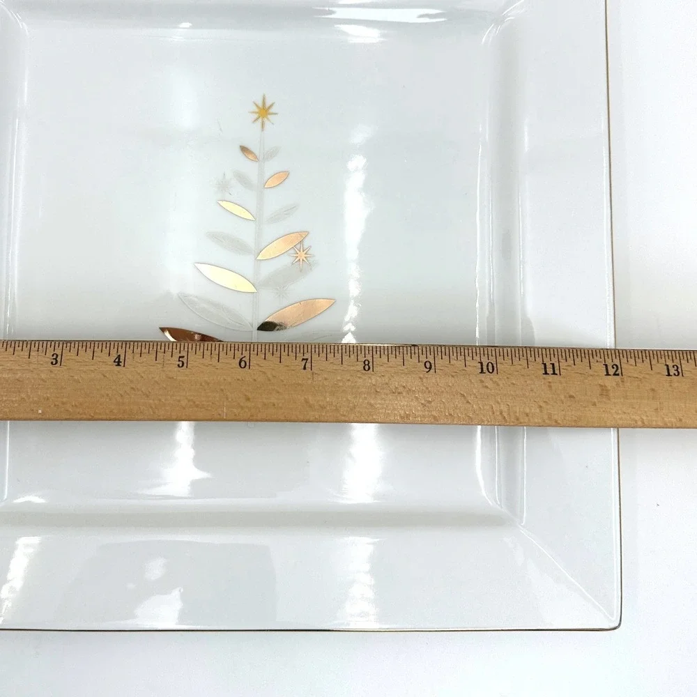 Gourmet Fitz and Floyd Trees In Gold Serving Platter Set of 2 Christmas Holiday